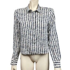 Derek Lam 10 Crosby Silk‎ Abstract Floral Popover Blouse